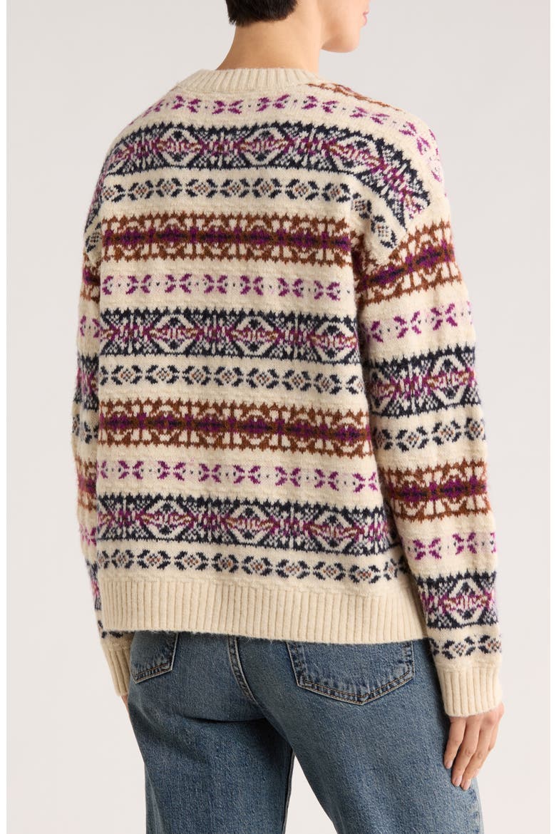 Fair Isle Pullover Sweater, Alternate, color, WHITE BEACH