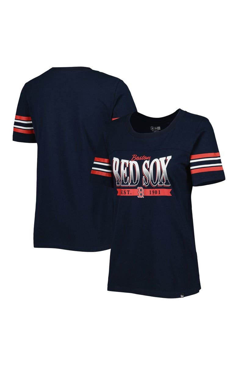New Era Women's New Era Navy Boston Red Sox Team Stripe T-Shirt, Main, color, Navy