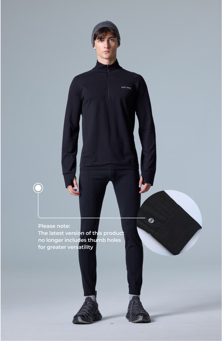 COZY ZERO Tech Merino Classic Fit Half Zip Long Sleeve Base Layer, Alternate, color, Black