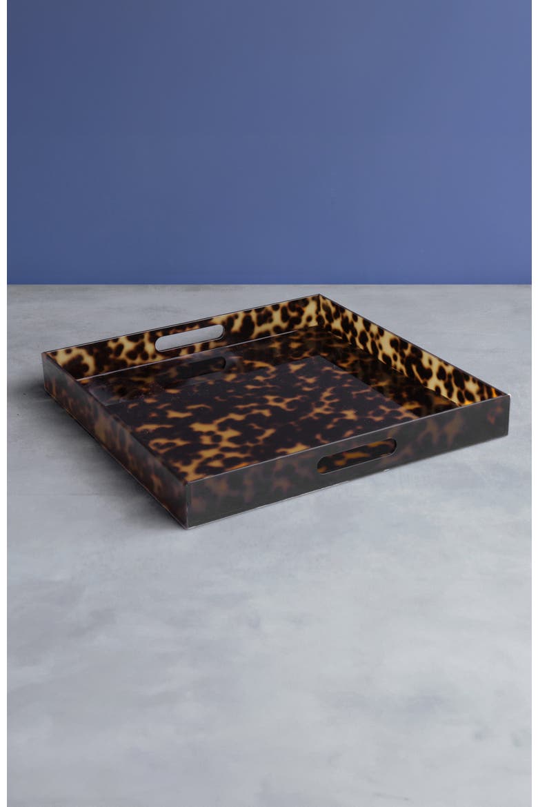 VIDA Acrylic Tortoise Large Square Tray With Handles, Alternate, color, Tortoise
