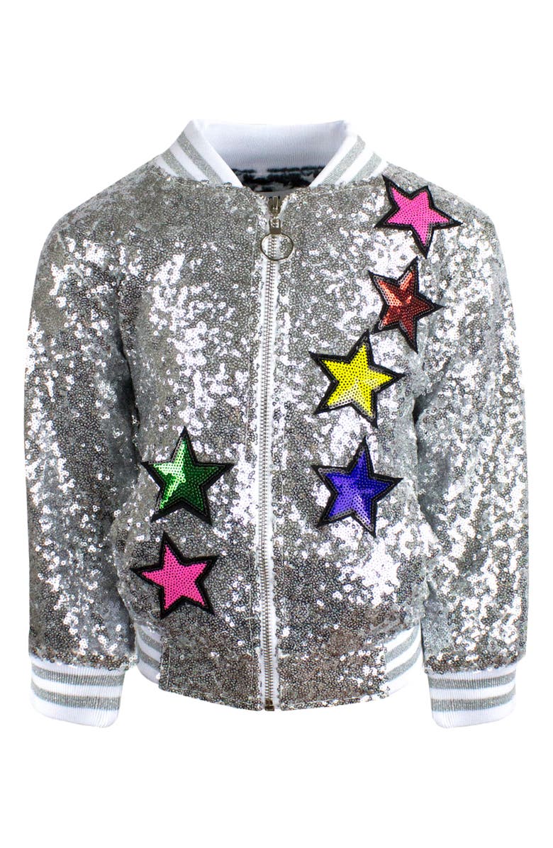 Lola + The Boys Lola & the Boys Unicorn Sequin Bomber Jacket, Main, color, 