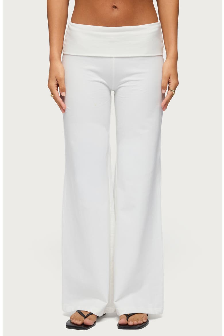 Wide Leg Foldover Pants, Main, color, WHITE