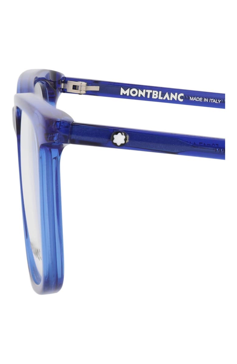 Montblanc 53mm Square Optical Glasses, Alternate, color, Blue Transparent