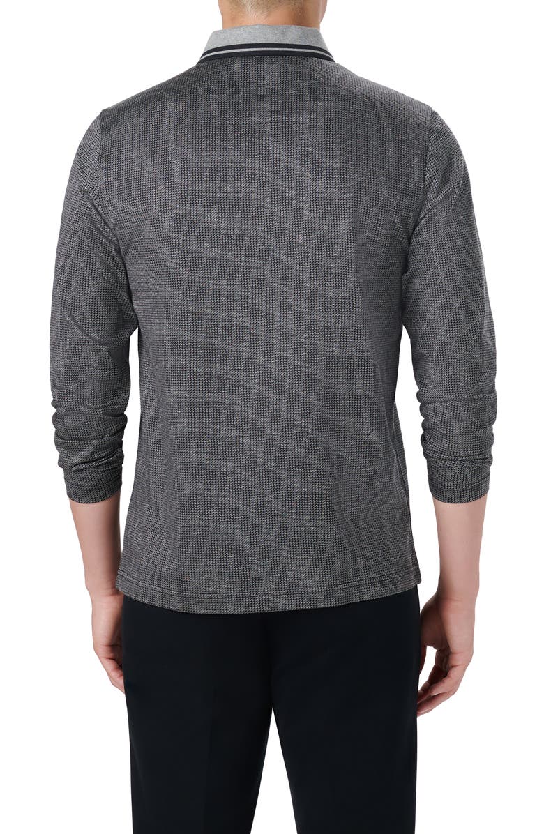 Bugatchi OoohCotton<sup>®</sup> Bird's Eye Long Sleeve Polo Shirt, Alternate, color, Black