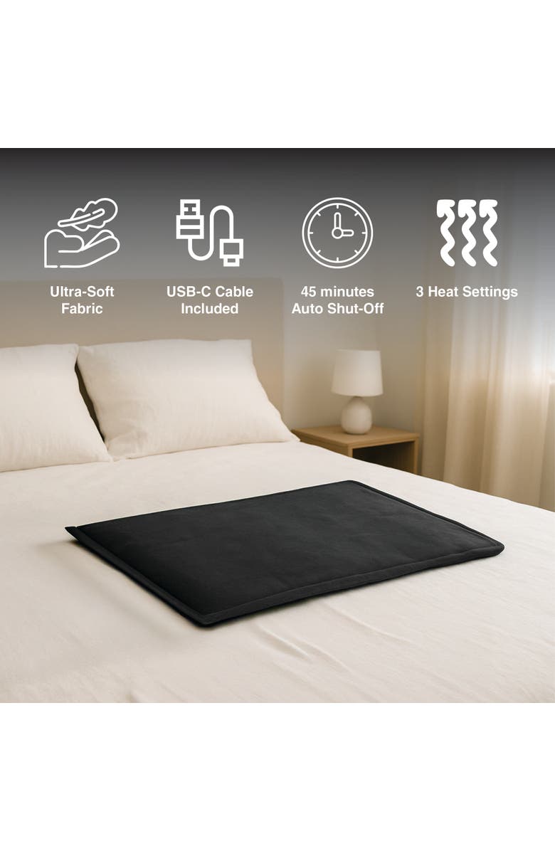PURSONIC Large Electric Heating Pad - 12"x24", Ultra Soft Fabric, 3 Heat Settings, Auto Shut-Off, Alternate, color, Black