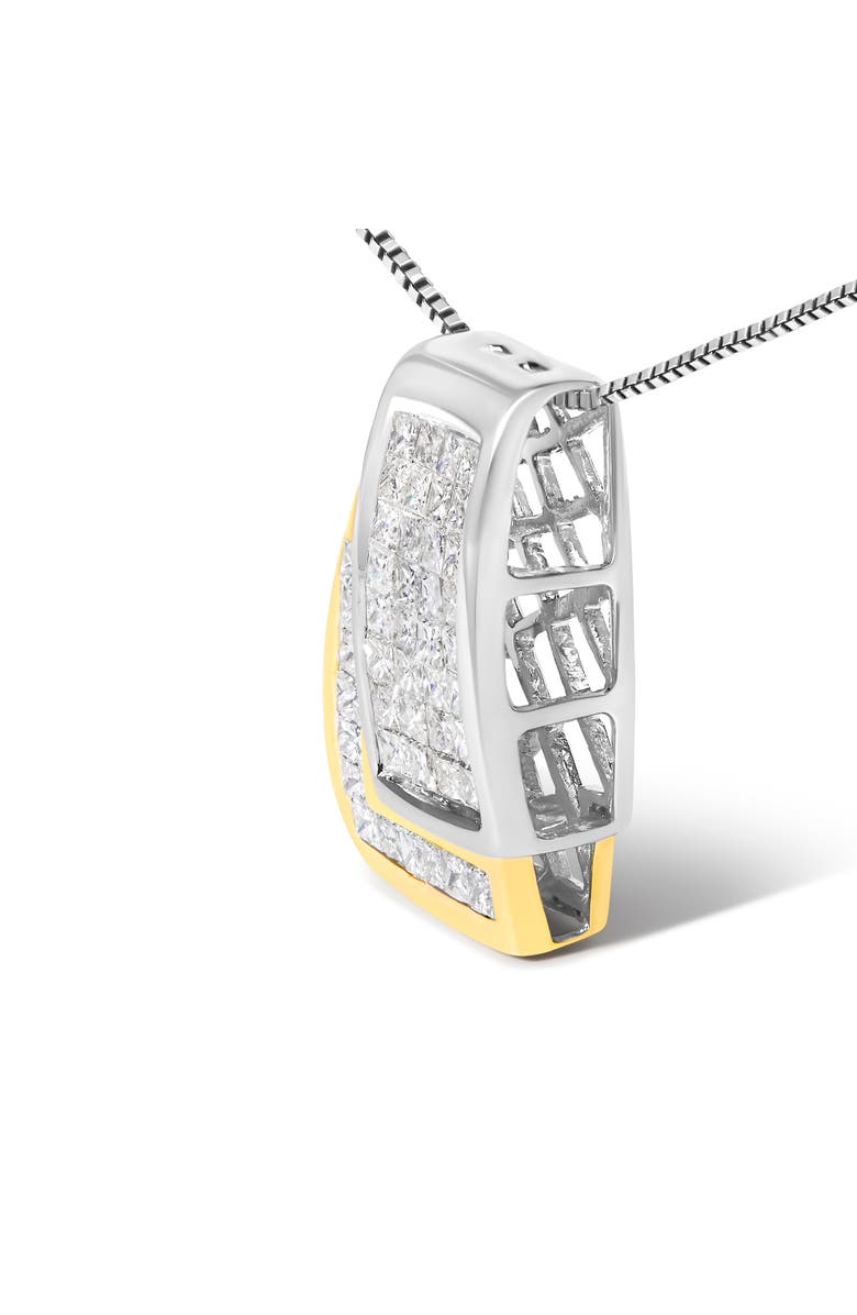 Haus of Brilliance 14K Gold 1.0 Cttw Princess Cut Diamond Foldover Box Pendant Necklace, Alternate, color, Yellowwhite