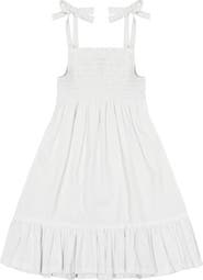 Busy Bees India Shoulder Tie Sundress White Swiss Dot