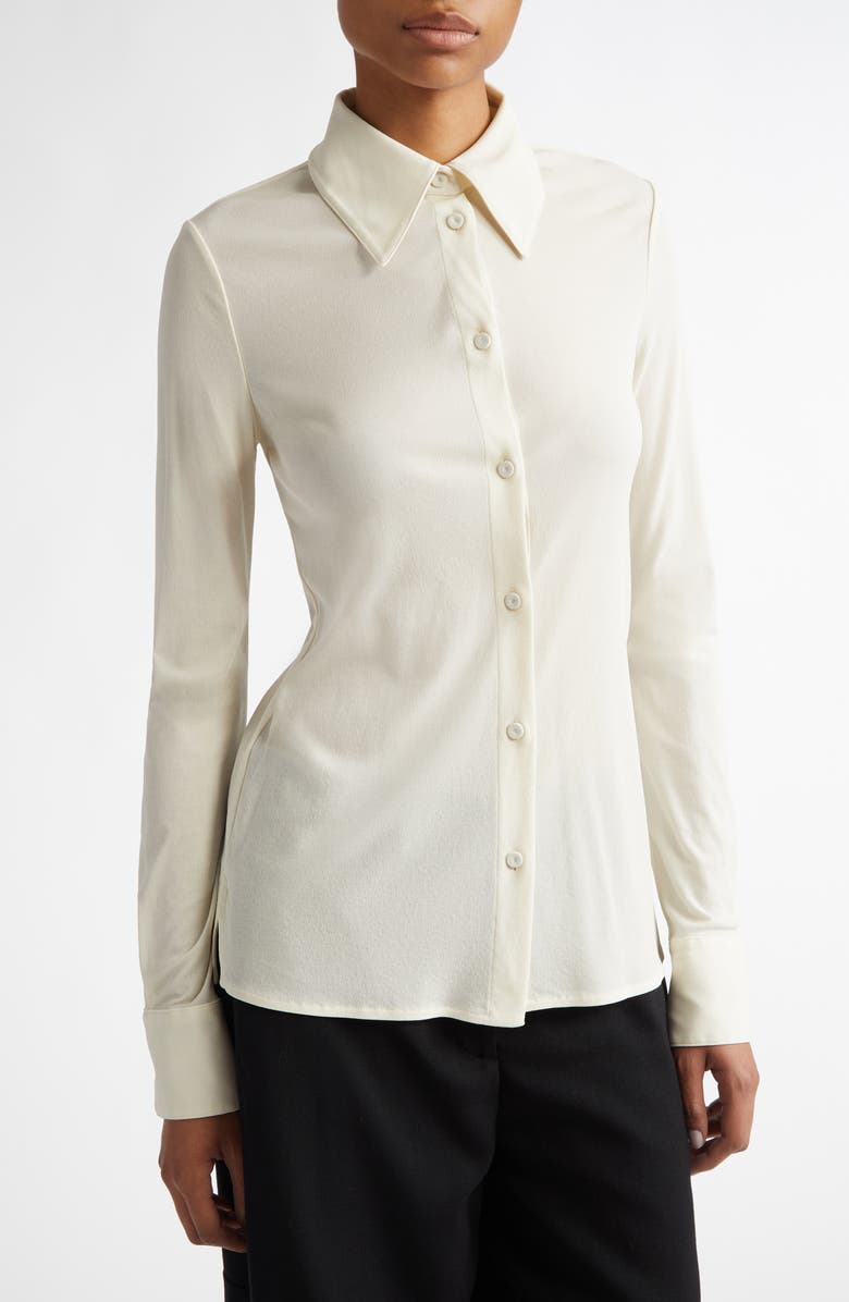 Jil Sander Silk Button-Up Shirt, Alternate, color, 