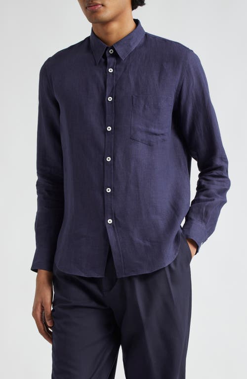 De Bonne Facture Essential Linen Button-Up Shirt in Dark Navy  product
