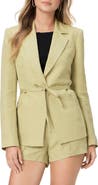 PAIGE Genova Tie Waist Linen Blend Blazer