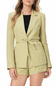 PAIGE Genova Tie Waist Linen Blend Blazer