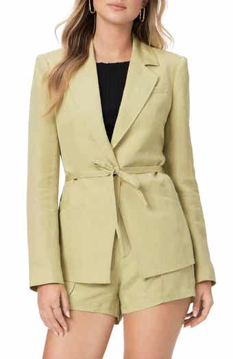 PAIGE Genova Tie Waist Linen Blend Blazer