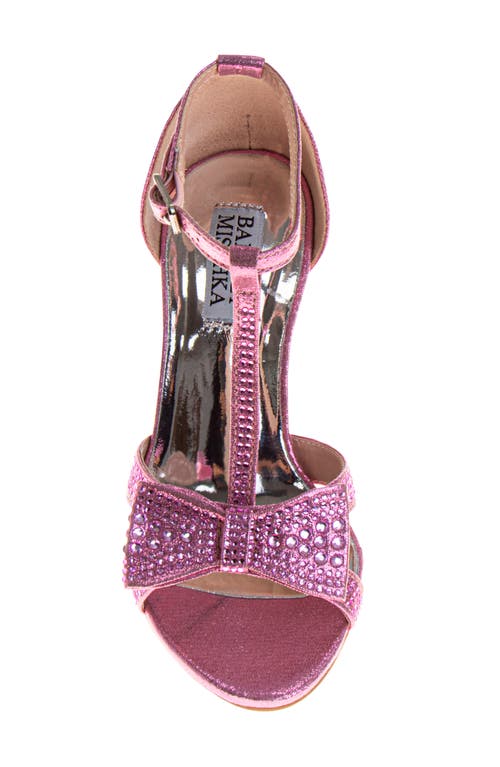 Badgley Mischka Collection Kids' Rhinestone T-strap Sandal In Pink