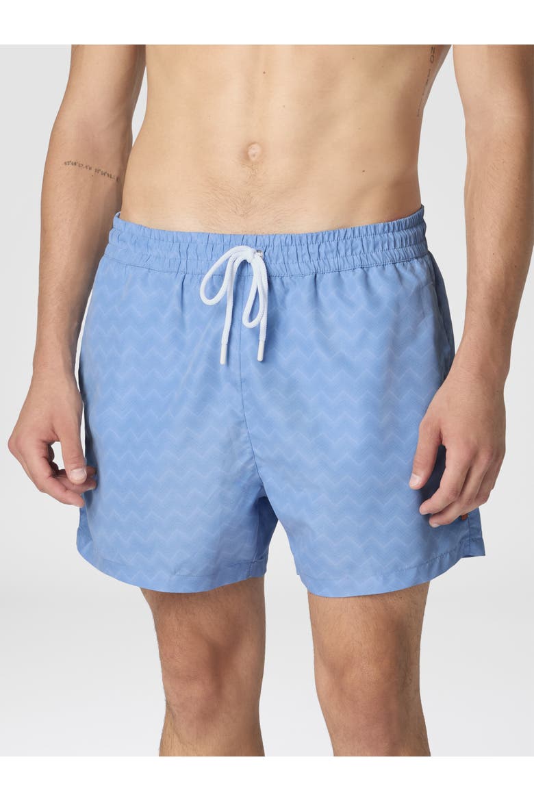 Mid-length Swim Shorts With Tone-on-tone Zigzag Print, Alternate, color, Light Blue