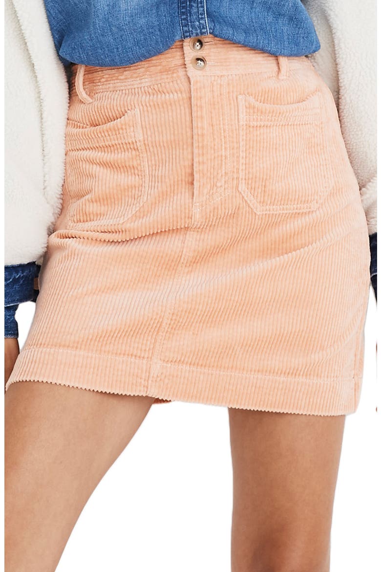 Corduroy A-Line Miniskirt, Main, color, TINTED BLUSH