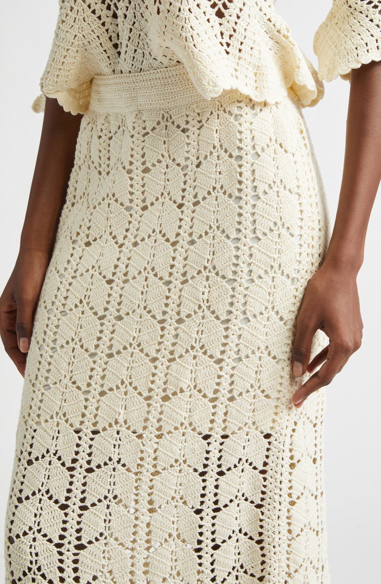 Zimmermann Awaken Crochet Midi Skirt, Alternate, color, Cream