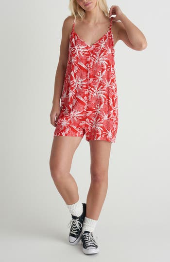 Hurley Getaway Romper In Red
