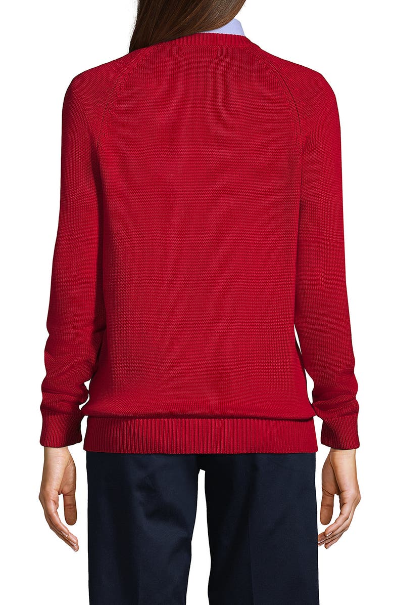 Lands' End School Uniform  Cotton Modal Zip-front Cardigan Sweater, Alternate, color, Red