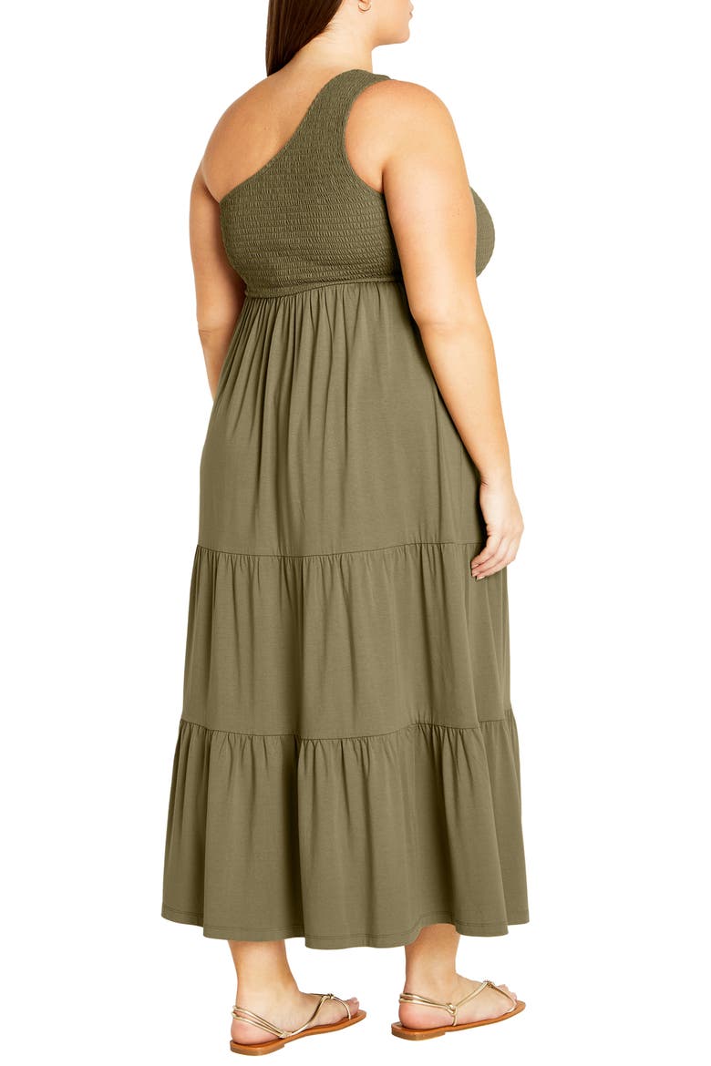 Darcy Smocked One Shoulder Dress, Alternate, color, OLIVE