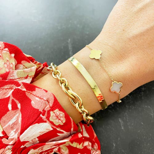 The Lovery Fine Jewelry Small Mother Of Pearl And Gold Clover Bracelet In Multi