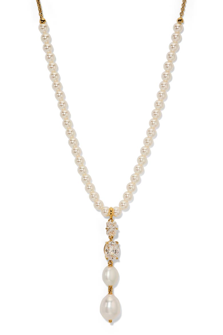 Madrid Freshwater Pearl Y-Necklace, Main, color, GOLD