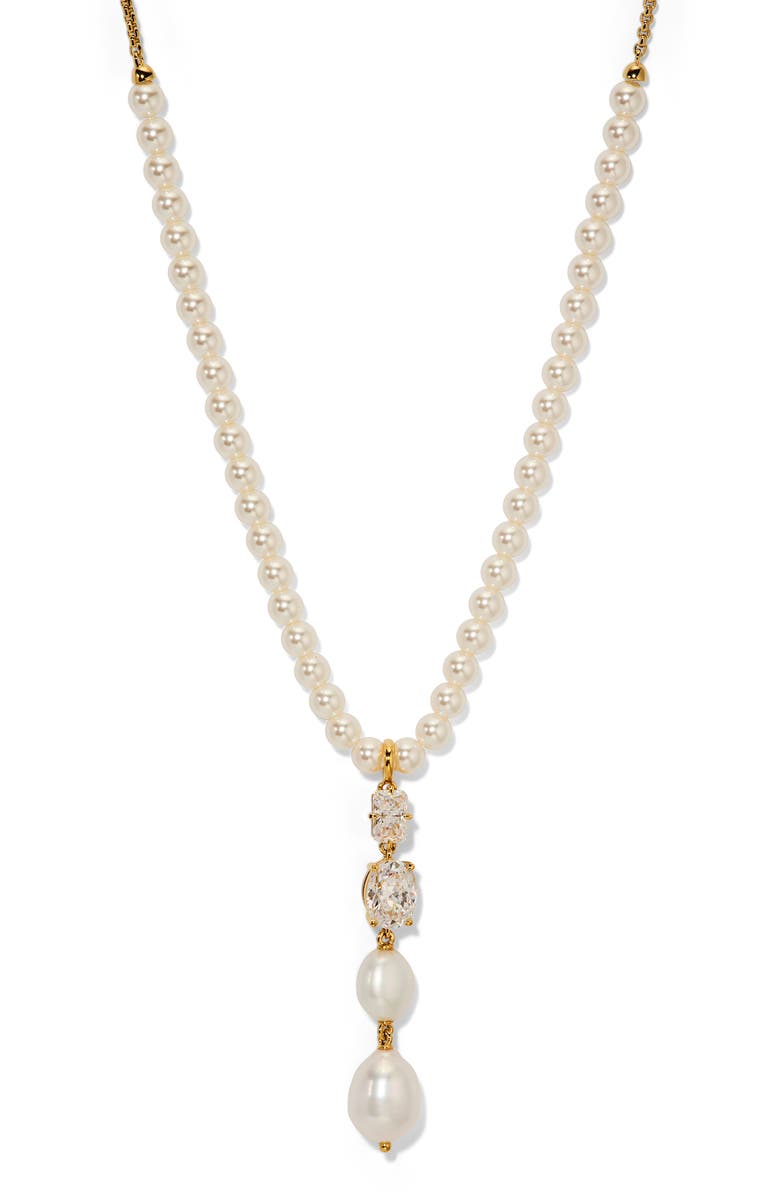 Nadri Madrid Freshwater Pearl Y-Necklace, Main, color, Gold
