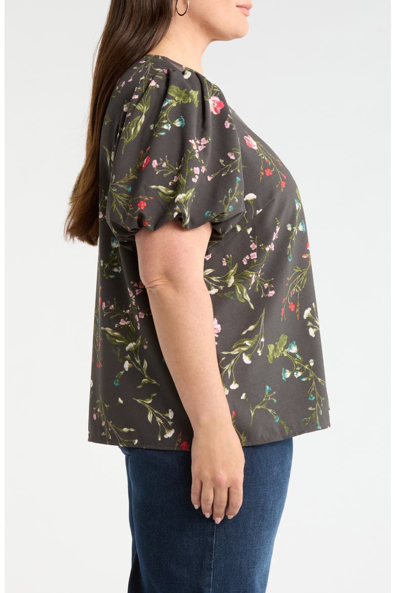 Floral Print Puff Sleeve Top, Alternate, color, GREEN-MULTI
