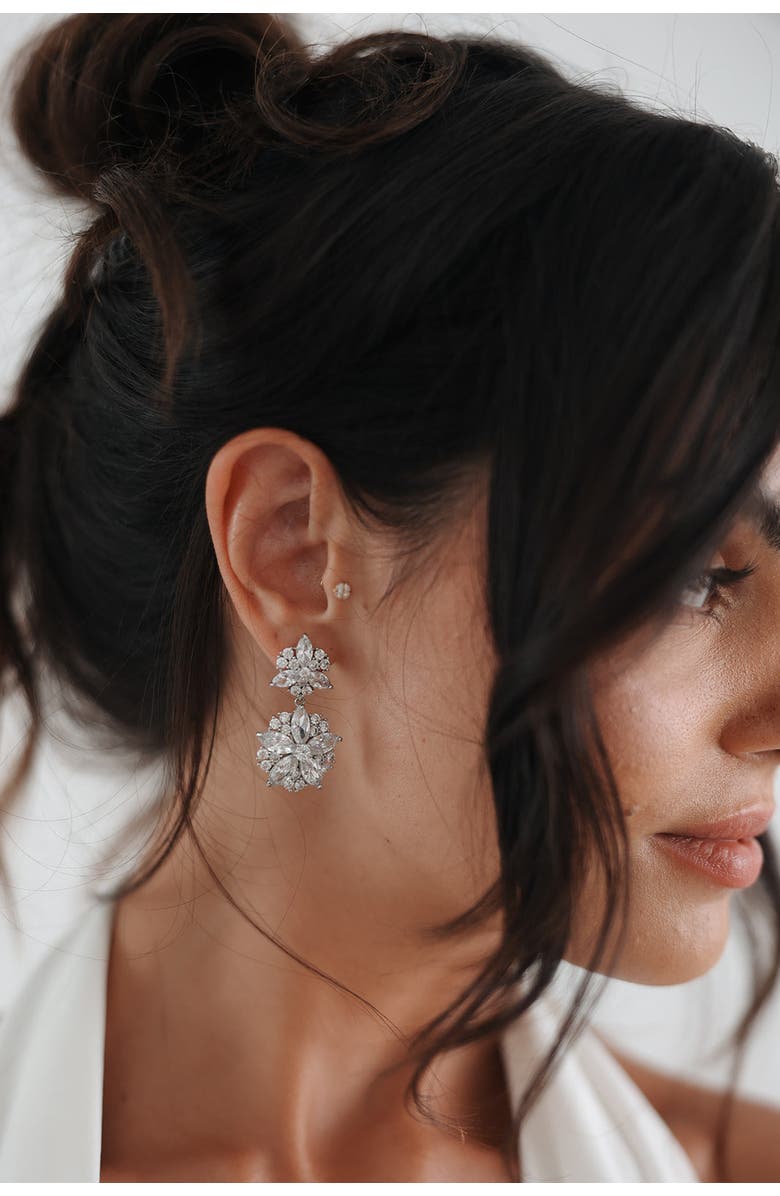 Untamed Petals Empress Crystal Earrings, Alternate, color, Silver