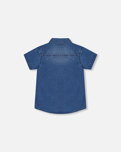 Deux Par Deux Little Boy's Short Sleeve Button Down Shirt Dark Denim Blue In Dark Denim Blue