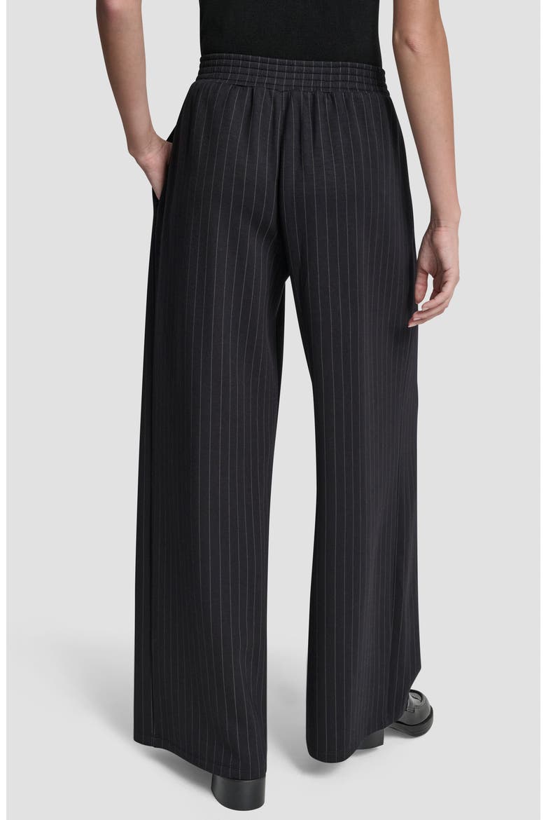 Pinstripe Pleat Front Wide Leg Pants, Alternate, color, BLACK PINSTRIPE