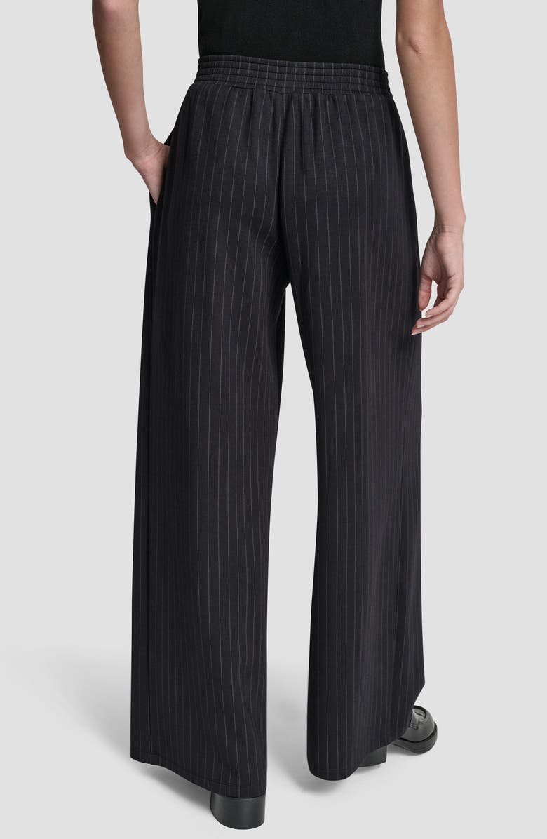 DKNY Pinstripe Pleat Front Wide Leg Pants, Alternate, color, Black Pinstripe