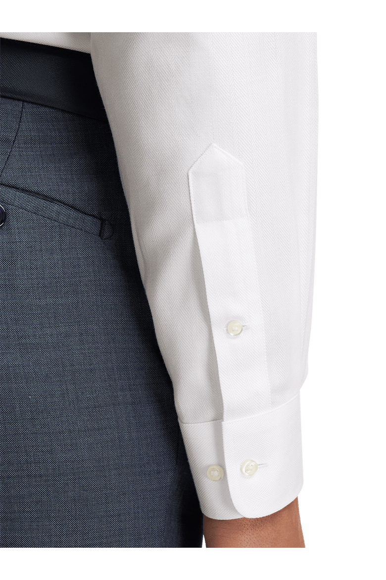 Non-iron Cotton Herringbone Point Collar Dress Shirt, Alternate, color, White