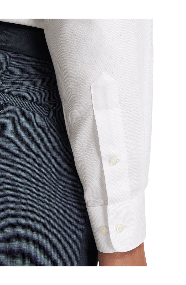 Paul Fredrick Non-iron Cotton Herringbone Point Collar Dress Shirt, Alternate, color, White