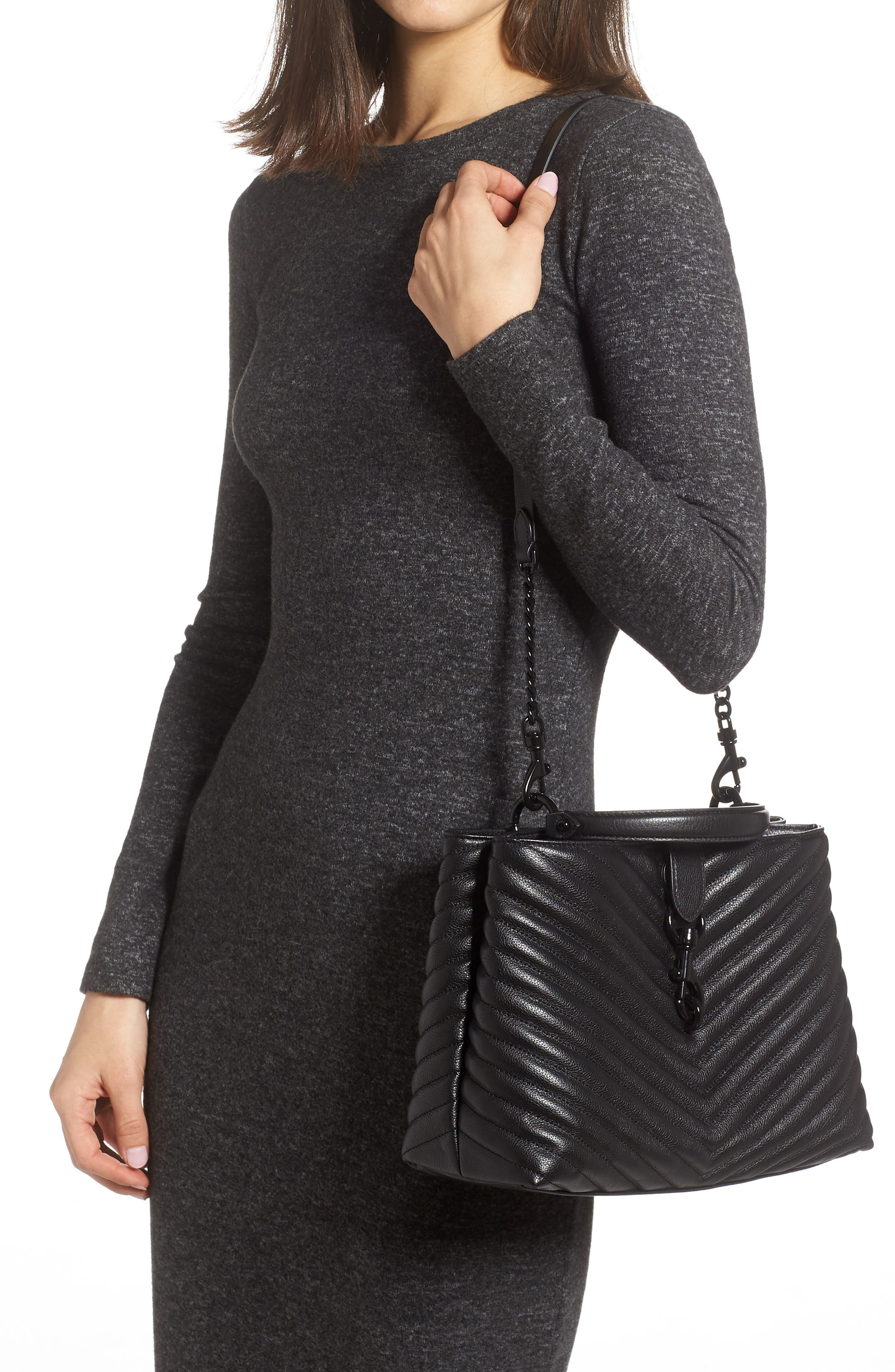 Rebecca Minkoff Large Edie Leather Top Handle Satchel, Alternate, color, 