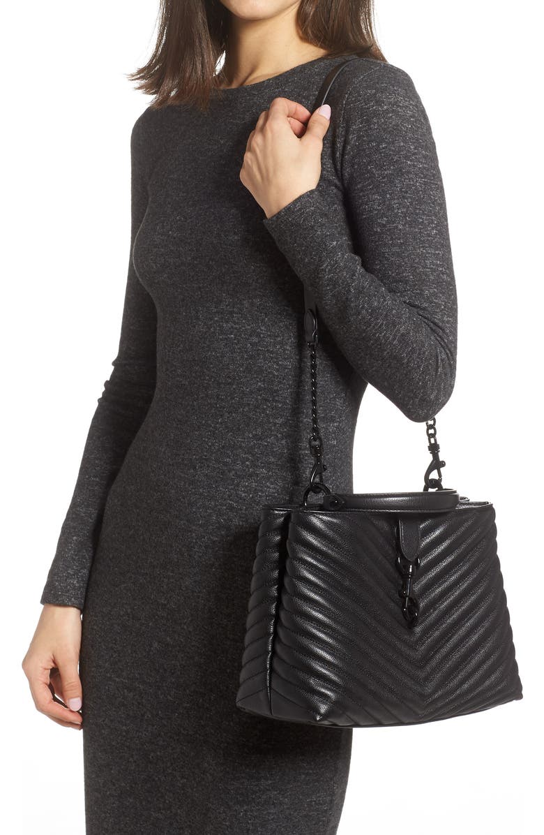 Rebecca Minkoff Large Edie Leather Top Handle Satchel, Alternate, color,