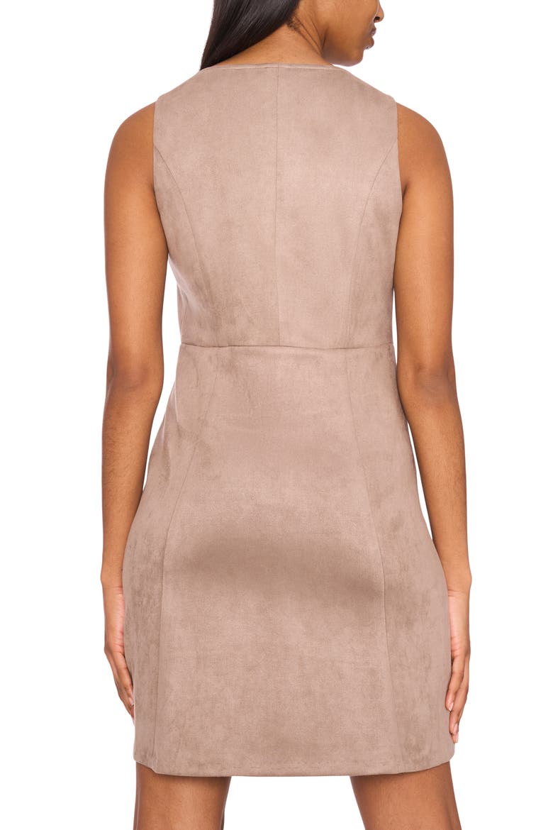 Zip Front Sleeveless Minidress, Alternate, color, FLAXEN TAUPE