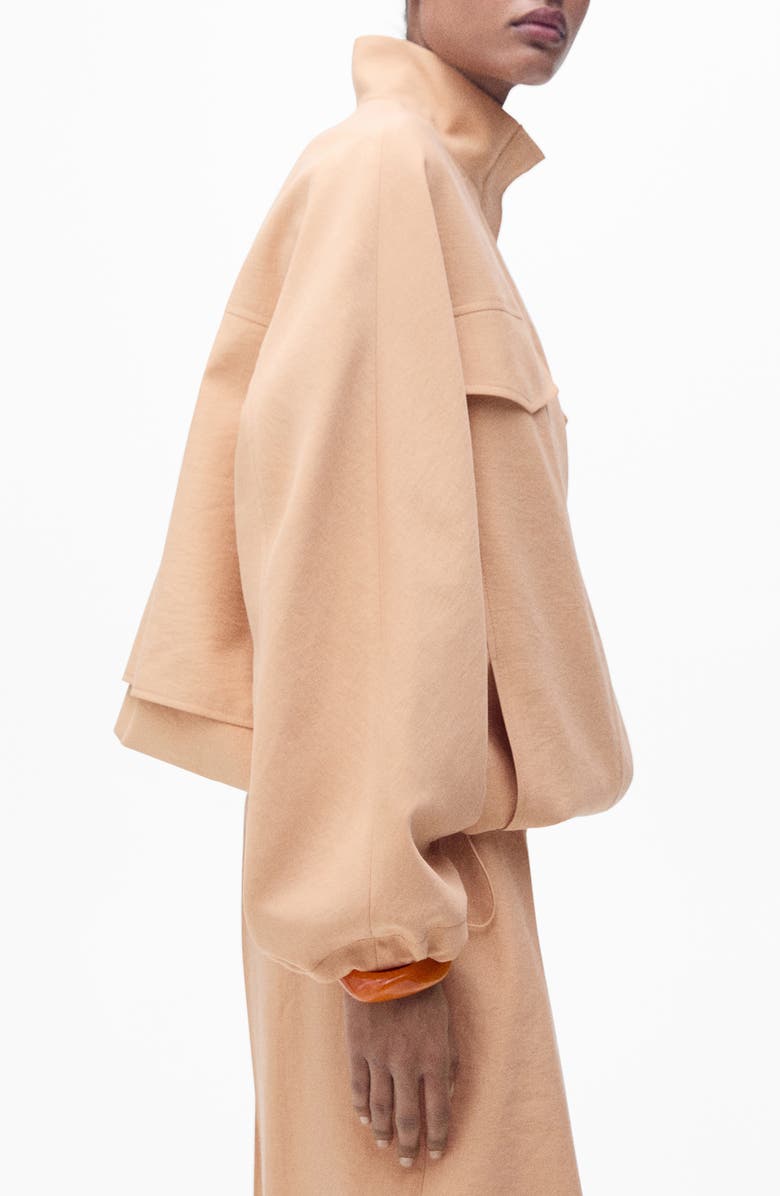 MANGO Oversize Stand Collar Jacket, Alternate, color, Beige