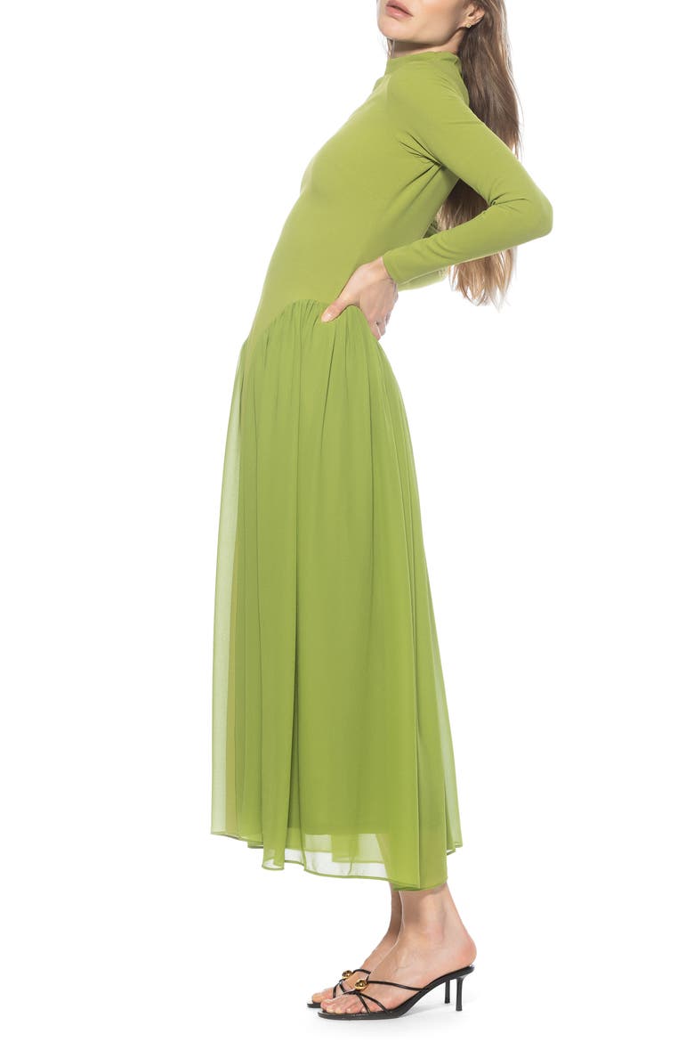 ODETTE MOCKNECK MIDI DRESS, Alternate, color, SAGE