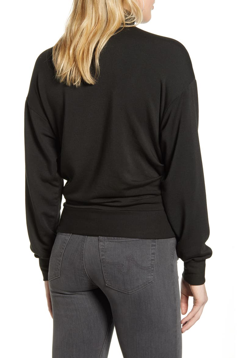 Mock Neck Fleece Sweatshirt, Alternate, color, BLACK