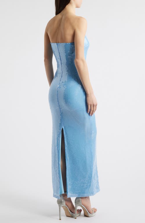 Rare London Sequin Bandeau Gown In Blue