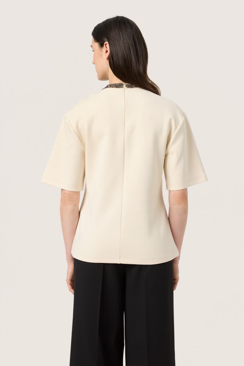 SLMagana Glitter Short Sleeves Blouse, Alternate, color, Whitecap Gray