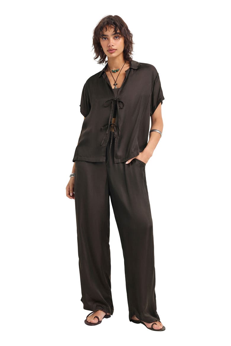 Kami Tie Front Cover-Up Top, Alternate, color, DEEP EARTH