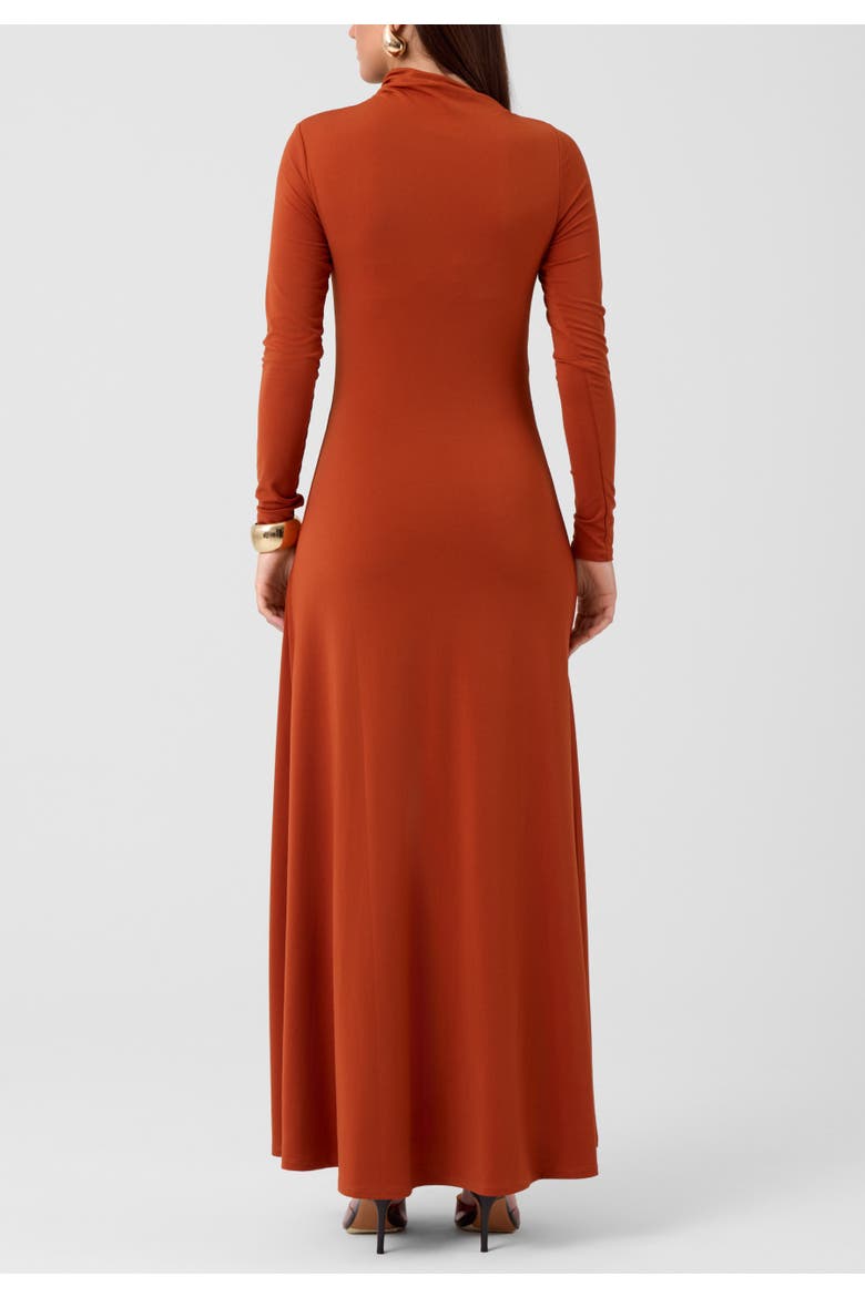Ramy Asymmetrical High Neck Maxi Dress, Alternate, color, Picante