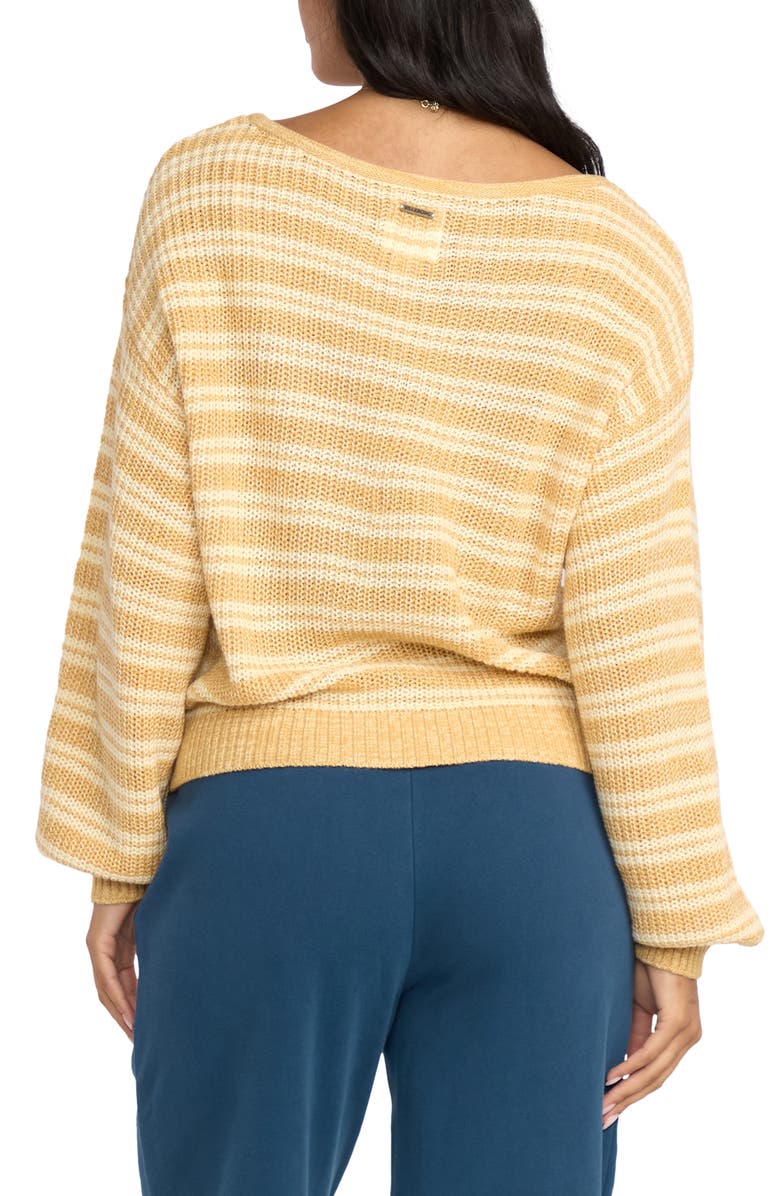 Billabong Light Wave Stripe Oversize Cotton Blend Sweater, Alternate, color, Gold Coast