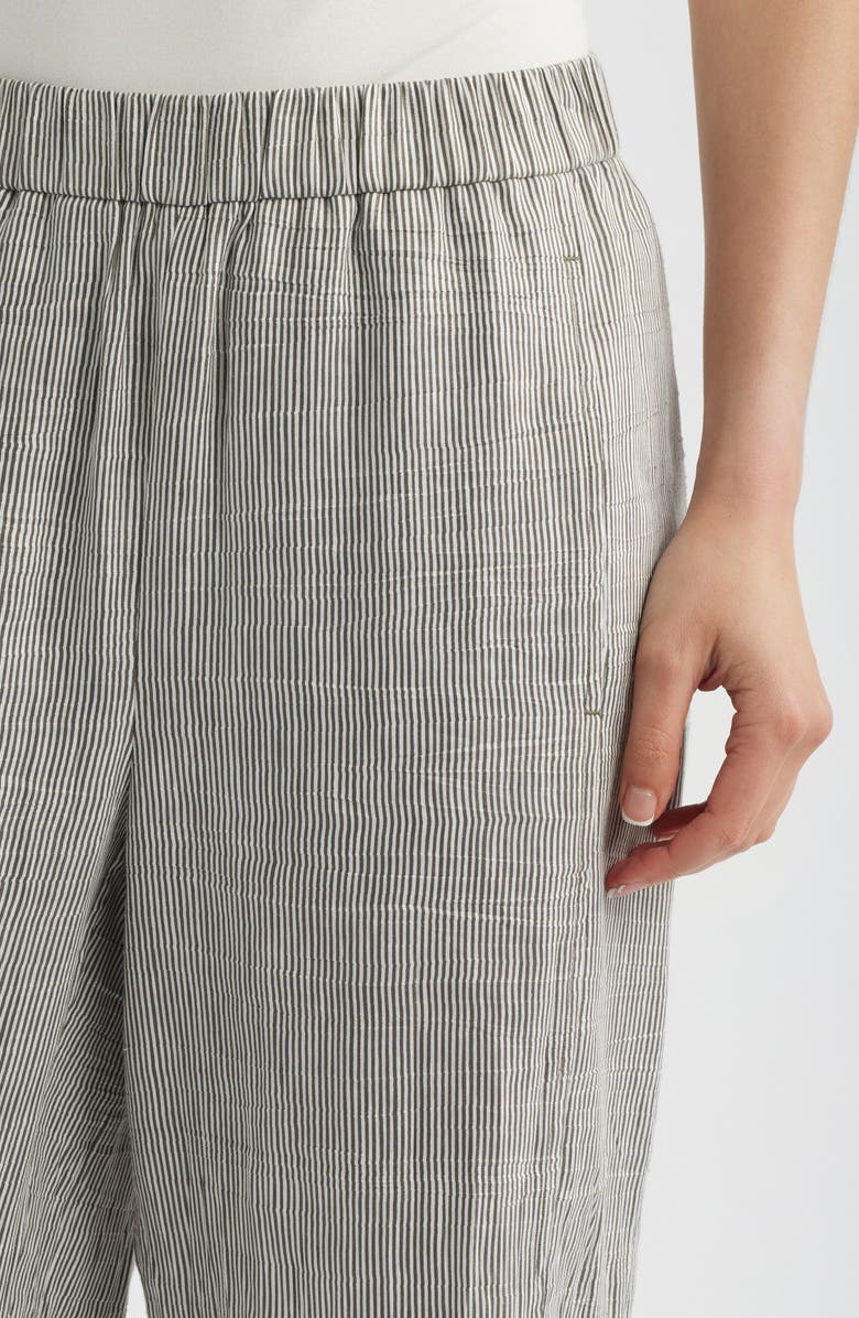 Eileen Fisher Stripe Linen Blend Ankle Pants, Alternate, color, Wren