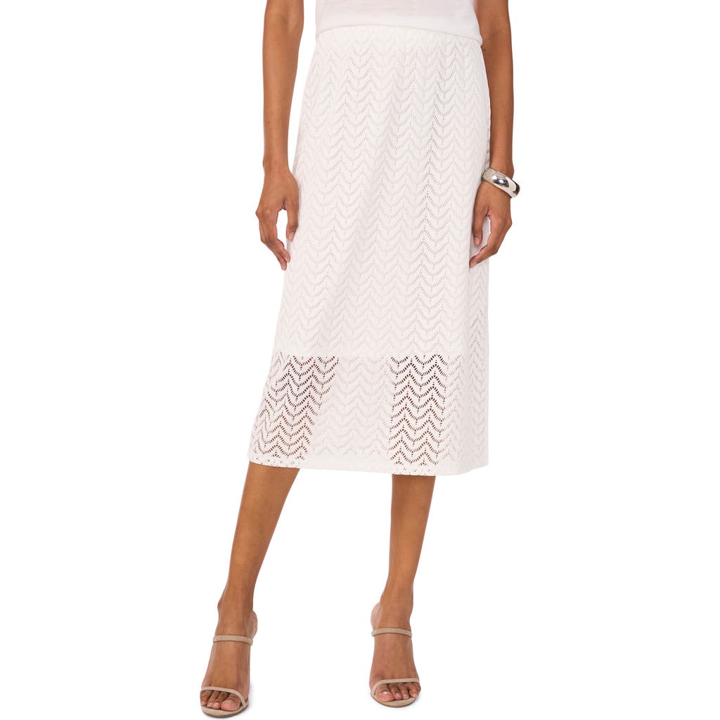 Shop Vince Camuto Lace Midi Skirt In New Ivory