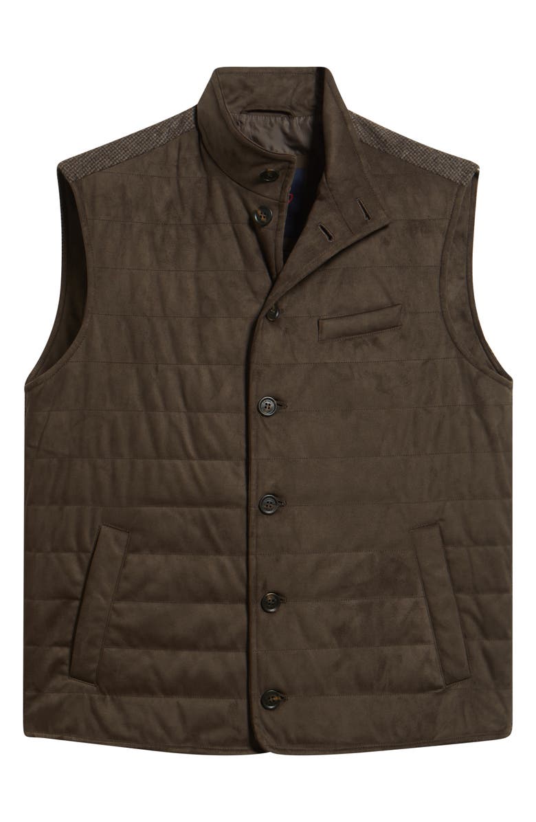 johnnie-O Corde Quilted Faux Suede Vest, Alternate, color, Coffee