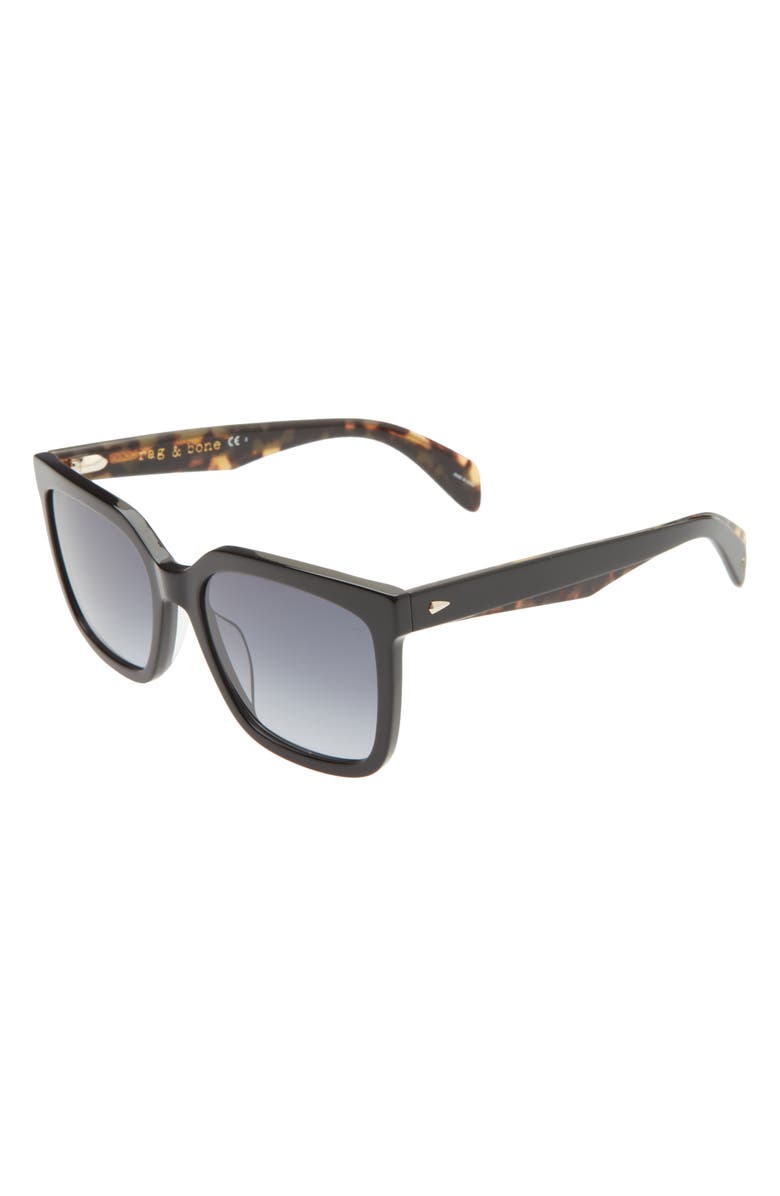 rag & bone 56mm Square Sunglasses, Alternate, color, Black Havana / Grey Shaded