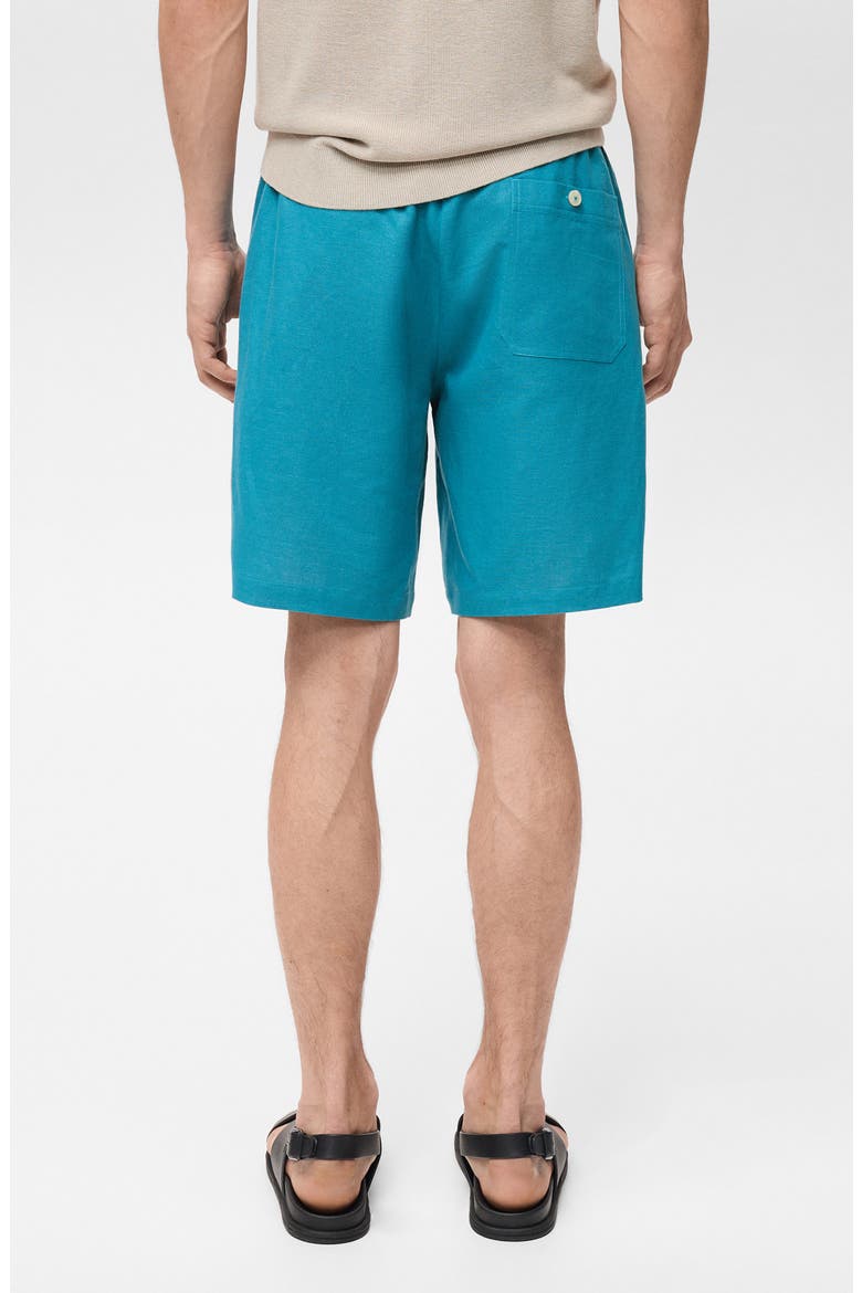 Drawstring Cotton & Linen Bermuda Shorts, Alternate, color, TURQUOISE