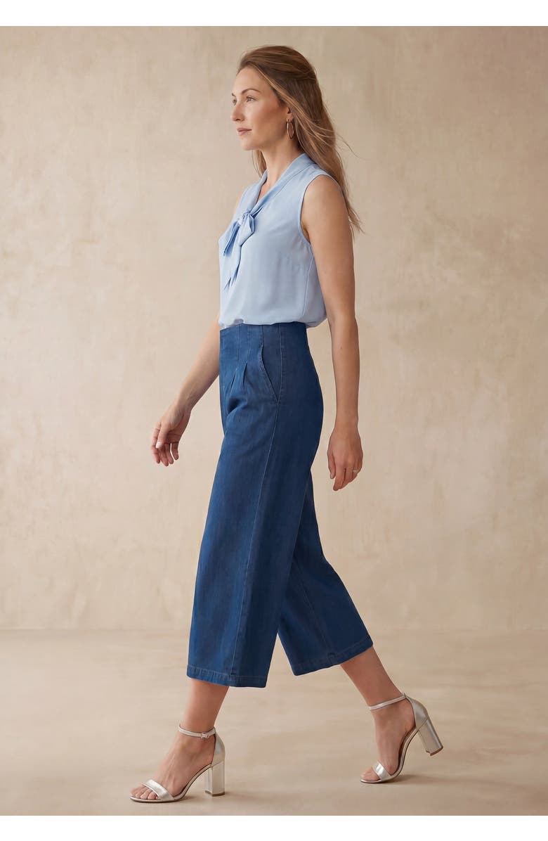 Jessica London Sculpt Fit Wide-Leg Crop Jeans, Alternate, color, Medium Stonewash